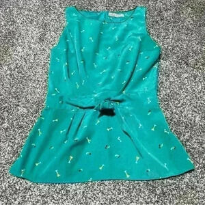 trollied dolly Mod Cloth Size Small Retro Blouse Peplum Martini Glasses